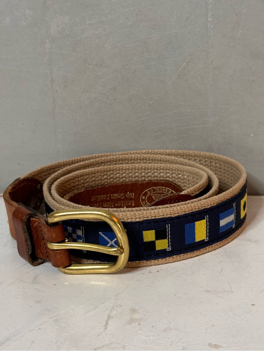 VINTAGE LEATHER MAN LMTD NAUTICAL FLAG BELT SIZE 42